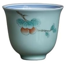 Tasses à thé céladon peinte à la main - Petit produit de Kung Fu - Ensemble de thé en céramique pour la maison - Tasse à café unique - Tasse à café (B) (couleur unique A)