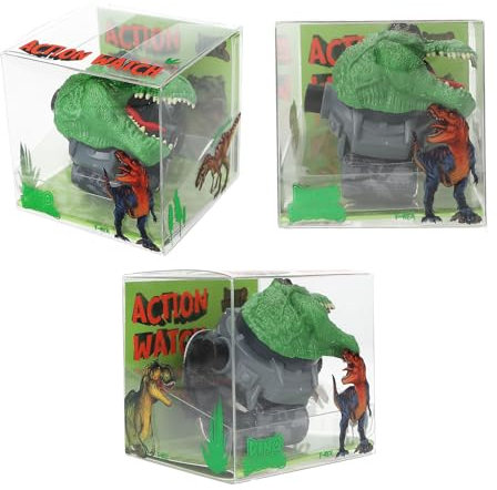 Depesche 12637 Dino World - Armbanduhr mit Projektor für Kinder, in Grau mit T-Rex Motiv und Muster, digitale Uhr mit Datums-Anzeige, inklusive Batterie