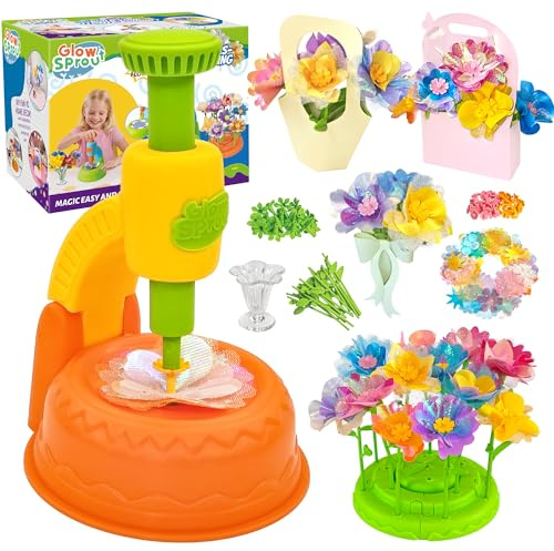 DIY Blumenbastelset für Kinder von 3 bis 12 Jahren mit Blumenpresse, Orange | Zubehör zum Basteln schöner Stoffblumensträuße für Kinder von 3 bis 12 Jahren.