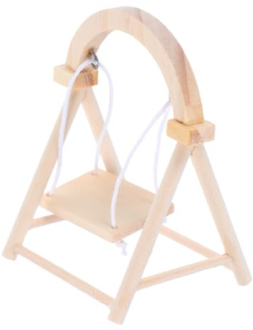 BESPORTBLE Mini-schaukel Aus Holz Für Puppenhaus Miniaturmöbel Gartendekor Für Puppenhaus Simulationsschaukel -Requisite Für Miniaturlandschaften Heimwerker Zubehör Für