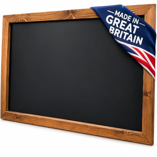 Framed Chalkboard Blackboard 24” x 36” (610mm x 915mm) – Rustic Wooden Wall Sign Board for Menus, Cafés, Pubs, Restaurants, Weddings, Home & Office – Durable Easy-Wipe Panel