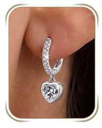 HUABOLA CALYN Ohrringe Silber 925 für Damen Mädchen, Herz Ohrringe Creolen Silber 925 Klein mit Zirkonia, Hypoallergen Ohrringe Hängend Schmuck Geschenke