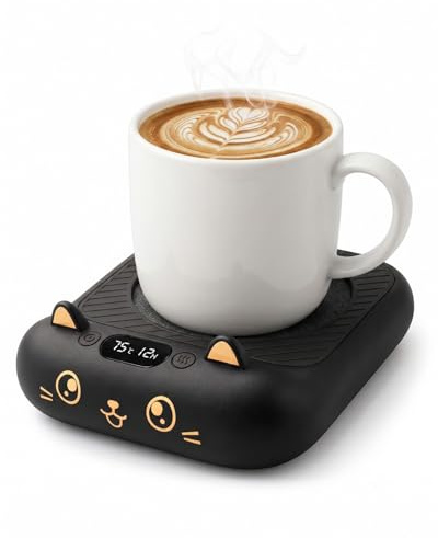 Coffee Mug Warmer, Cup Warmer for Desk with 4 Temp Settings | Fast heating beverage, 2-12h Auto shut-off, Constant temperature, Smart gift for women men, Works with tea, milk, candle