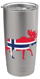 Norwegen 2020 Elch Flagge Norwegenurlaub Oslo Reise Wandern Doppelwandiger Edelstahl-Thermobecher