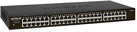 NETGEAR 48-Port Gigabit Ethernet Unmanaged Switch (GS348) - Desktop oder Rackmount, geräuschloser Betrieb