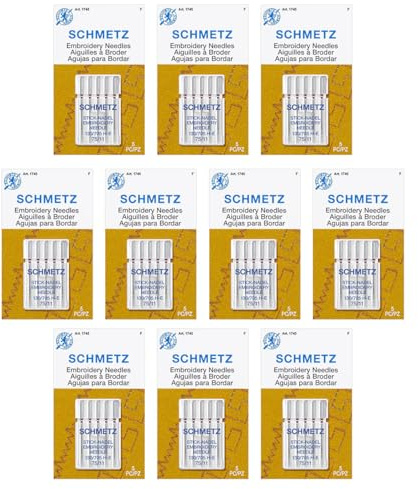SCHMETZ Embroidery Sewing Machine Needles - Precision Needles, Size 75/11, 5-Needle Cards, Pack of 10