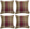 McAlister Textiles Heritage | 4er Pack Sofakissen mit Füllung im Karierten Tartan Muster | 43 x 43 cm in Maulbeere Violett | Deko-Kissen im zeitlosen Karomuster für Ihr Heim
