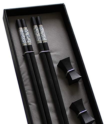 ChopStore Nemuro Marble Chopsticks in Luxury giftbox, Set of Two Chopsticks and Two Chopsticks Rests
