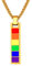Bandmax LGBT Anhänger für Damen Herren 18k vergoldet Weizenkette LGBT Regenbogen Rechteck Stab mit 50cm+5cm Gay Pride Accessoire für Freundin