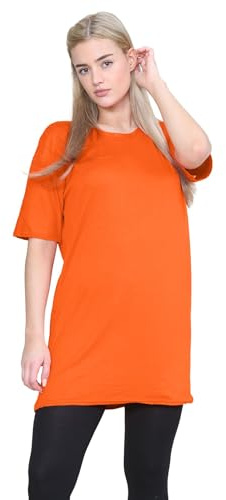 janisramone® Womens Short Sleeve Tunic T Shirts, Round Neck Oversized T Shirts for Women UK, Soft Comfortable Pj Dress, Perfect Summer Longline Ladies Tops