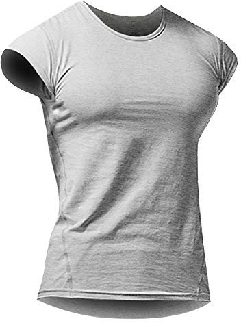 Herren Sportlich T-Shirts Tees Kurz Ärmel Bodybuilding Trainieren Ausbildung Fitness Tops Crew Hals Baumwolle Grau L