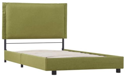 vidaXL Polsterbett Klassisch Stoffbett Ehebett Bett Einzelbett Bettgestell Bettrahmen Lattenrost Schlafzimmerbett Grün Stoff 90x200cm