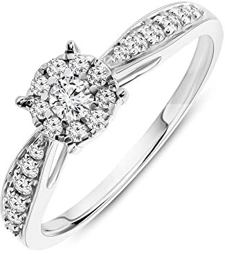 MIORE Ring Damen 0.30 Ct Diamant Verlobungsring aus Weißgold 9 Karat / 375 Gold, Schmuck mit Diamanten Brillanten
