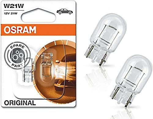 2x Osram Original W21W 12V W3x16d 7505-02B Ersatz Halogen Birne für Bremslicht Rückfahrlicht Blinker vorne und hinten E-geprüft