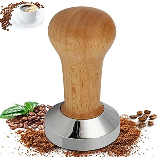 Kaffee Tamper 53mm, Edelstahl Base Holzgriff Mit Silikonmatte Barista Zubehör, Edelstahl Espresso Kaffeestampfer Mit Holzgriff Für Kaffeemaschinen