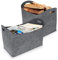 XMTECH 2 Stück Filztaschen Kaminholztasche Filz, Faltbar Kaminholzkorb Filztasche Shopper mit Verstärkten Griffen für Holz Zeitungen Kaminholz Filztasche - Hellgrau