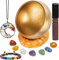 Juego de cuencos tibetanos con 7 cristales de chakra y piedras curativas, 1 collar de árbol de la vida, regalos para mujeres, hombres (cuenco de loto y cristales de 10 cm)