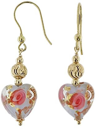 Venetiaurum - Boucles d'oreilles pour femme avec coeurs en verre de Murano original et argent 925 - Bijou certifié Made in Italy