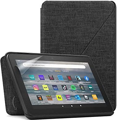 Fire 7 tablet (32 GB, Black, without Ads) + tablet fabric cover (Black) + NuPro transparent screen protector (2-pack)