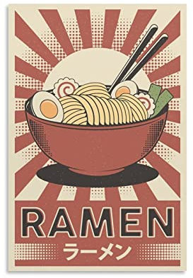 Vintage Japanese Ramen Poster Decorative Painting Canvas Wall Art Living Room Posters Bedroom Painting 12x18inch(30x45cm)