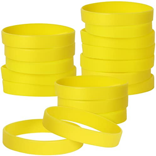 25PCS Silicone Bracelets Wristbands for kids,Blank Rubber Wristbands Elastic Universal Bracelets Rubber Wholesale Bracelet bands bulk Yellow