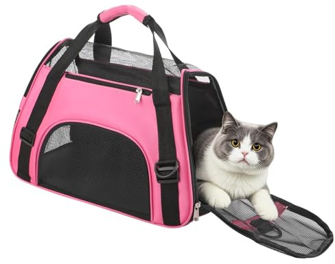 Sac de Transport Portable Chat Chien Sac à Main Résistant à l'usure pour Chaton Chiot Caisse de Transport Respirant et Pliable Sac de Voyage Réglable Animaux avec Bandoulière Voitrure Train