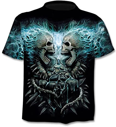 SKANNDOO Skull Cool t Shirt 3D Digitally Print a Fake Two-Piece tee That Looks Like a Two-Piece tee, White5, XL