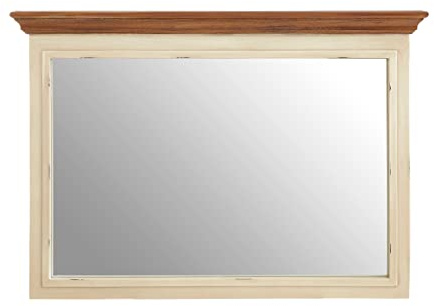 Premier Housewares Cream Fir Wood Veneer, MDF, Mirrored Glass, Sustainable Paulownia Wood Virginia Wall Mirror With Colonial Sophistication / W100 x D6 x H70cm.