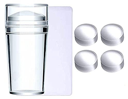 Luvadeyo 1 sello de uñas con 1 rascador de uñas, juego de sellos de uñas, más de 100 veces utilizados, 1 rascador, juego para manicura francesa para estampar, 4 sellos, 1 raspador