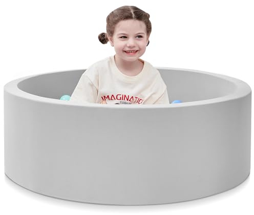SHJADE Foam Ball Pit, 35.4x 11.8 Ball Pits for Toddlers, Soft Round Kiddie Baby Playpen Ball Pool for Kids, Ideal Gift for Babies Indoor and Outdoor Game, Grey, (Balls not Included)