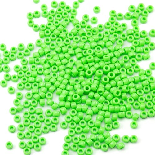 Lot of 1000 Orange Acrylic Pony Beads 6 x 9 mm for DIY Crafts, Bracelets, Necklaces, Jewelry, Earrings, Hair Braiding (Fresh Green)