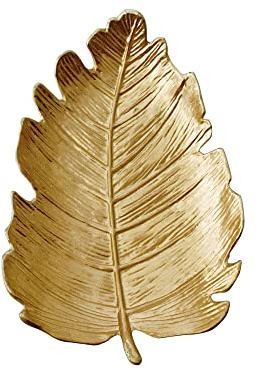 Pasiir Plato de joyería con forma de hoja pequeña, bandeja decorativa dorada para joyas, organizador de joyas