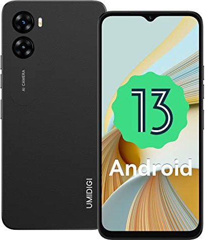 UMIDIGI G3 Plus Smartphone Ohne Vertrag (2023),Android 13 Handy, 8GB+128GB/1TB Simlockfreie Handys,6,52 HD+Display,5150mAh,13MP, 4GDualSIMSchulkinder Handy/Face ID/Fingerabdruck/OTG/GPS(Schwarz)