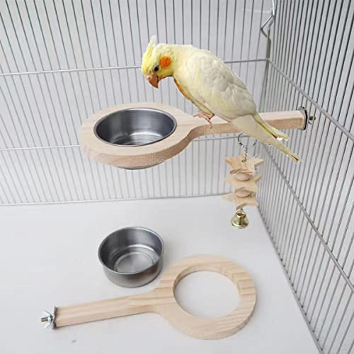 ZYYRSS Stainless Steel Bird Feeding Bowl for Cage, Parrot Food Water Feeder Cage Accessory with Stand for Parakeet African Greys Conure Cockatiels Lovebird Budgie Chinchilla,1 Pack