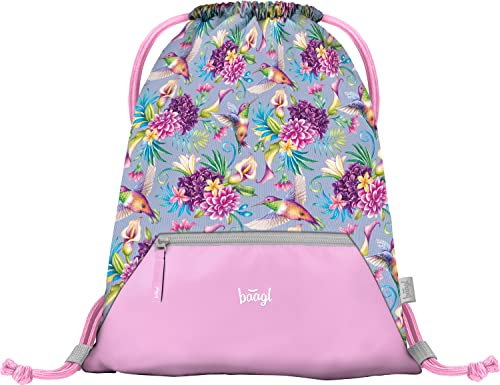 Baagl Turnbeutel für Mädchen, Wasserdichte Schuhbeutel für Kinder, Schule und Kindergarten Sportbeutel, Sportsack (Kolibri)