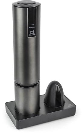 PEUGEOT - Elis Touch - Tire-Bouchon Electrique Rechargeable En Inox et ABS + Socle de Chargement + Coupe-Capsule - Batterie Lithium Ion - Autonomie Longue Durée - Coloris Carbone