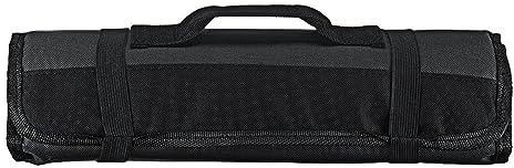 PPbreken Bolsa de Chef para Cubiertos Profesionales - Bolsa Enrollable para Cuchillos para Se Adapta Hasta 22 Cuchillos Bolsa de Almacenamiento Negra para Chef