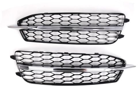 MODADA Nebelscheinwerfer-Abdeckung Auto Frontstoßstange Nebelscheinwerfer Gitter Honeycomb Hex Grill Abdeckung Glanz Schwarz Für Audi A6 C7 S Line S6 2011 2012 2013 2014 Front Kühlergrille(1 UK)