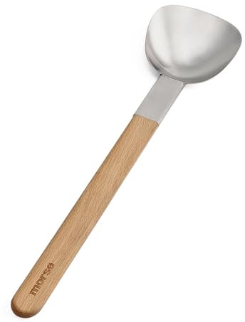 Morsø Vulcano Spatula – Wok-Besteck aus Edelstahl und Holz, Wok-Pfannenwender zum Kochen und Servieren, Küchen-Spachtel mit langem Stiel, im skandinavischen Design, 40,5 cm lang