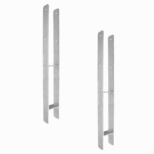 2 H-Pfostenträger feuerverzinkt, extra lang, 6 mm / 800 mm für 140 mm Pfosten