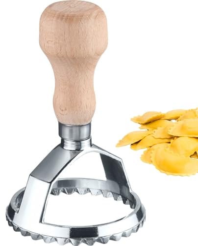 Westmark Ravioli-Ausstecher Aurora – Praktischer Kreis-Ausstecher zum Ausstechen von selbstgemachten Nudeln und Gebäckteig, rund, Ø 68 mm – Zink, Buchenholz