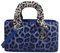 CORIOS Handtasche mit Leopardenmuster Damen PU-Leder Schultertasche Wasserdicht Umhängetaschen Mode Messenger-Tasche Henkeltasche Elegant Tote Beutel Tragetasche Henkeltaschen Blau M