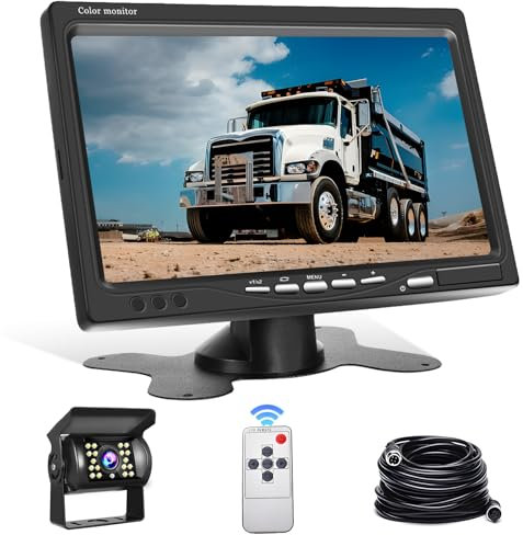 Hikity Telecamera Retromarcia Kit per Auto con 7 Pollici Split Monitor e Telecamera Posteriore, Impermeabile IP69, Visione Notturna HD 170° Grandangolare Retrocamera Parcheggio per Auto RV Trank
