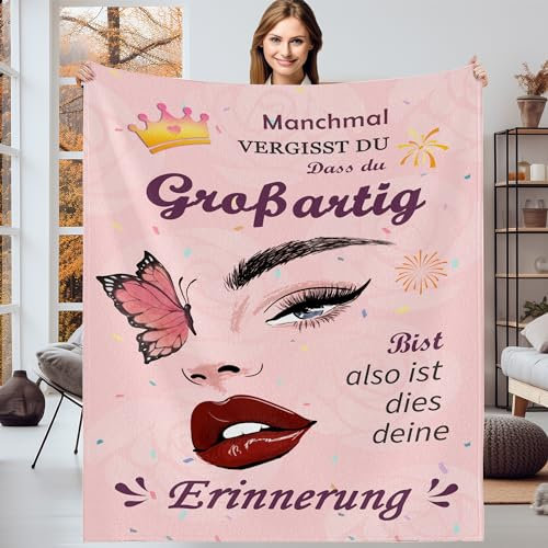 Gebiorty Geschenke für Frauen Inspirierende Decke Geburtstagsgeschenke für Frauen Mama Best Freundin Schwester Kollegen, Wellness Geschenk Geschenkideen Geburtstag Frau Kuscheldecke 130x150cm
