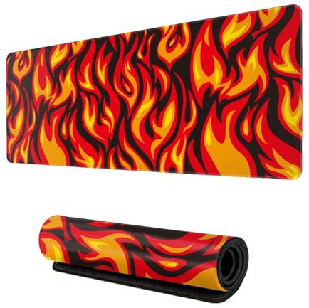 Cool Fire Novelty Mouse Pad Gaming XL Large Mousepad Desk Mat Long Extended Big Keyboard Pads Table Accessories for Gaming and Office Pc Laptop Computer 31.5 X 11.8 Inch