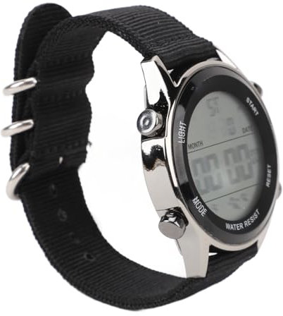 Reloj Deportivo Digital para Hombre, Correa de Nailon Electrónica, Reloj Digital Inteligente Resistente Al Agua, Retroiluminación con Cronómetro para Buceo (Black)