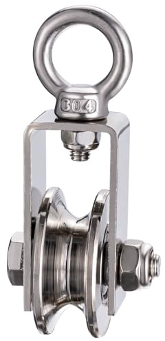 KCNOFNC 40mm Umlenkrolle mit 2 Kugellager, Edelstahl Fitness flaschenzug,Umlenkrollen für 8mm Seile Stahlseil, Tragkraft 200kg 1 Stück