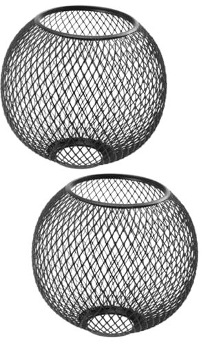2Pcs Black Metal Cage Lamp Shade, Mesh Spherical Light Cover for Ceiling Lamps, Bedroom, Living Room, Bar, Restaurant Decoration