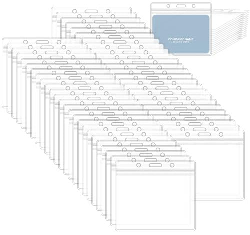 50 Stück Ausweishülle, Kartenhüllen Transparent, Ausweishalter Karten Hüllen, Wasserdicht Kartenhalter für ID Card, Visitenkarten, Studentenausweise, für Schule Büro(10×8.5 Cm)