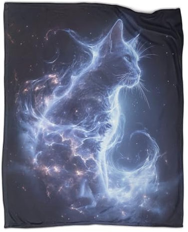 XJmoney 3D-Fleece-Überwurfdecke mit leuchtenden Katzenmotiven, Herbst- und Winter-Flanelldecken für Zuhause, 3D-Mode, weiche Decken für Kinder, Erwachsene, Babys, Plüschdecke, 100 x 130 cm